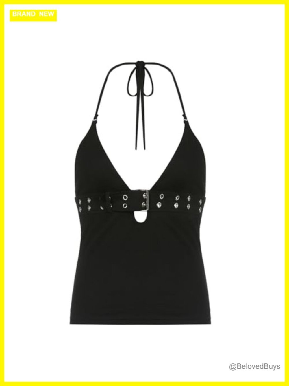 Goth Halter Tank Top Women V Neck Tie Back Rave Punk Grunge Emo Festival